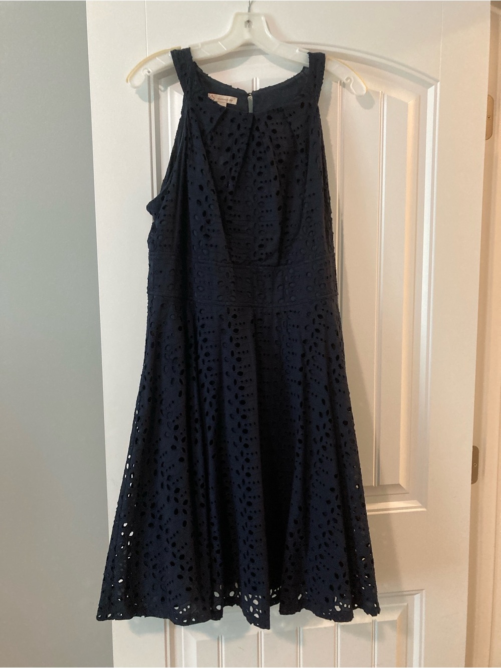 Navy Eyelet Sleeveless Maxi Dress
